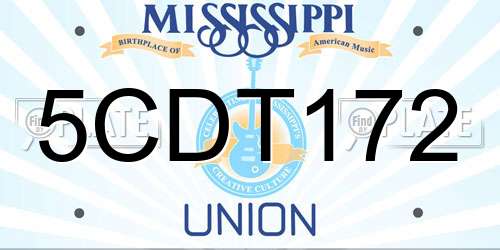 5CDT172 Mississippi License Plate