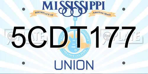 5CDT177 Mississippi License Plate