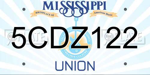 5CDZ122 Mississippi License Plate