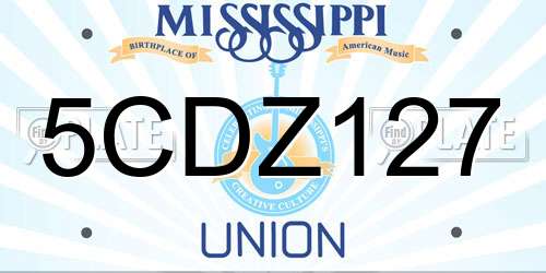 5CDZ127 Mississippi License Plate