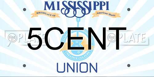 5CENT Mississippi License Plate
