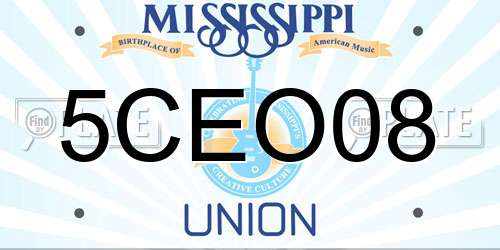 5CEO08 Mississippi License Plate