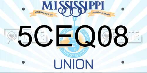 5CEQ08 Mississippi License Plate