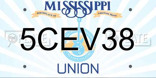 5CEV38 Mississippi License Plate