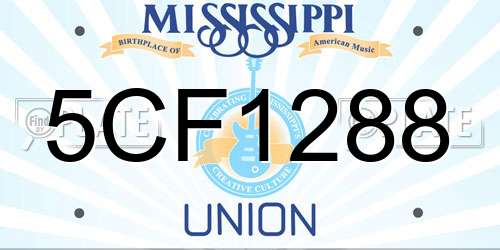 5CF1288 Mississippi License Plate
