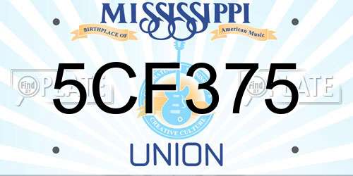 5CF375 Mississippi License Plate