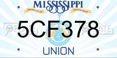 5CF378 Mississippi License Plate