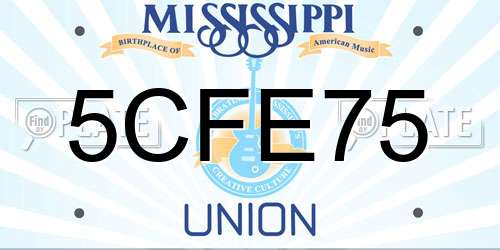 5CFE75 Mississippi License Plate