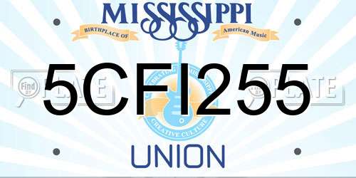 5CFI255 Mississippi License Plate