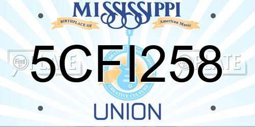 5CFI258 Mississippi License Plate