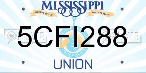 5CFI288 Mississippi License Plate