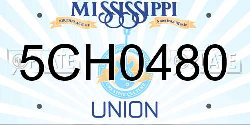 5CH0480 Mississippi License Plate
