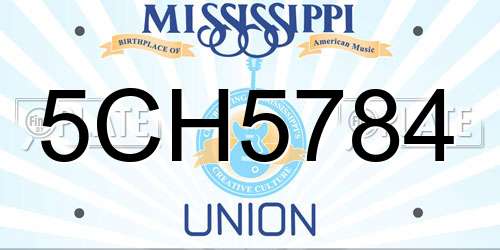 5CH5784 Mississippi License Plate