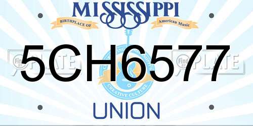 5CH6577 Mississippi License Plate