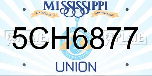 5CH6877 Mississippi License Plate