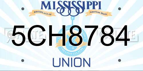 5CH8784 Mississippi License Plate