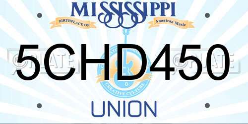 5CHD450 Mississippi License Plate