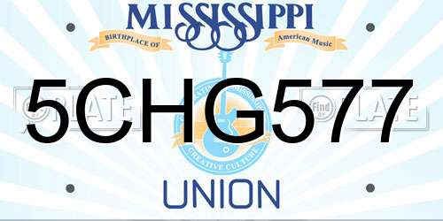 5CHG577 Mississippi License Plate