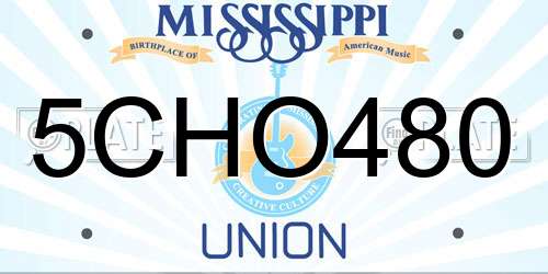 5CHO480 Mississippi License Plate