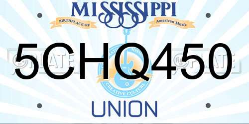 5CHQ450 Mississippi License Plate