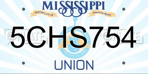 5CHS754 Mississippi License Plate