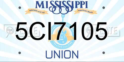 5CI7105 Mississippi License Plate