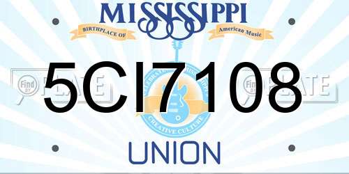 5CI7108 Mississippi License Plate