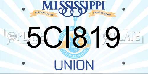 5CI819 Mississippi License Plate