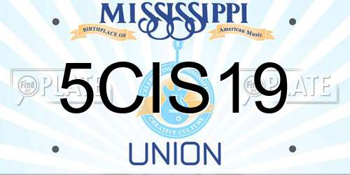5CIS19 Mississippi License Plate