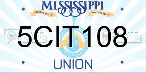 5CIT108 Mississippi License Plate