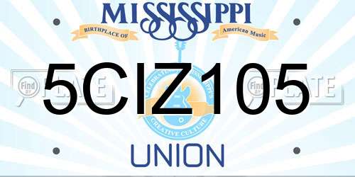 5CIZ105 Mississippi License Plate
