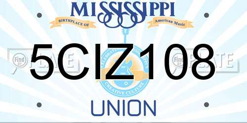 5CIZ108 Mississippi License Plate
