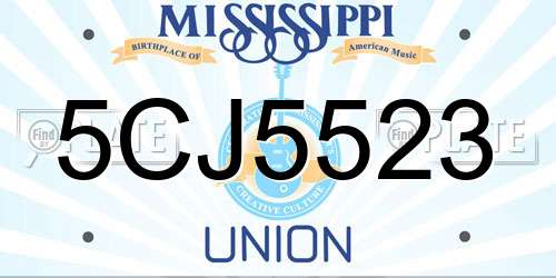 5CJ5523 Mississippi License Plate