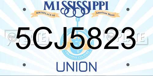 5CJ5823 Mississippi License Plate