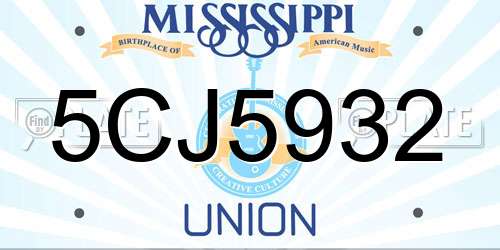 5CJ5932 Mississippi License Plate