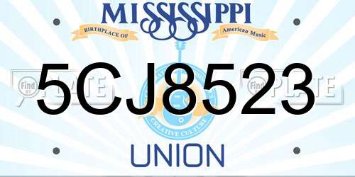5CJ8523 Mississippi License Plate