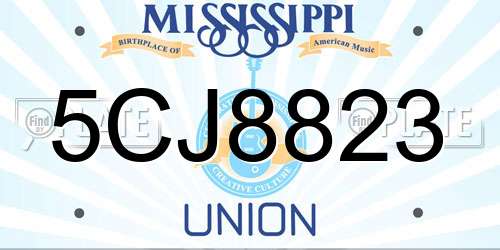 5CJ8823 Mississippi License Plate