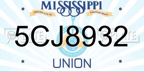 5CJ8932 Mississippi License Plate