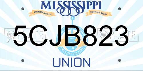 5CJB823 Mississippi License Plate