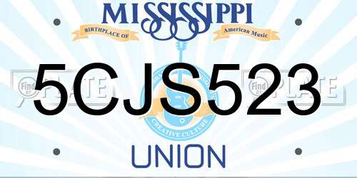 5CJS523 Mississippi License Plate