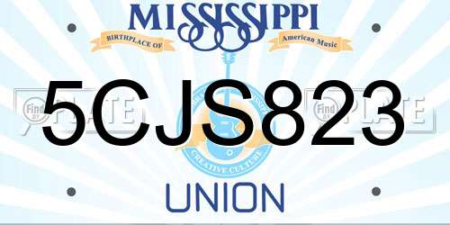 5CJS823 Mississippi License Plate
