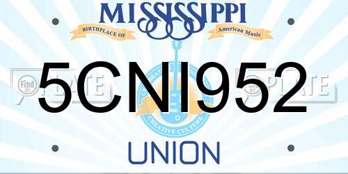 5CNI952 Mississippi License Plate