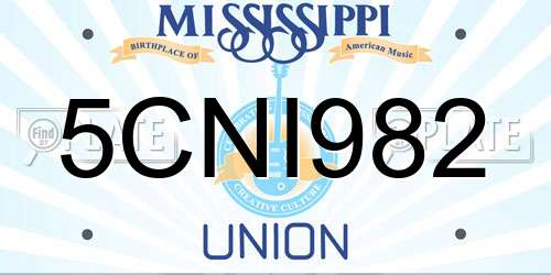 5CNI982 Mississippi License Plate
