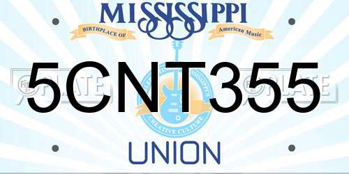 5CNT355 Mississippi License Plate