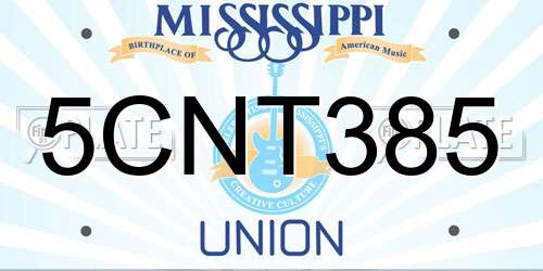 5CNT385 Mississippi License Plate