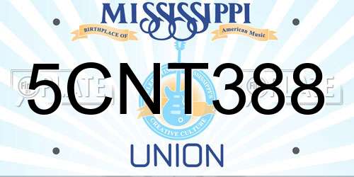5CNT388 Mississippi License Plate