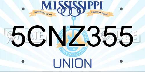 5CNZ355 Mississippi License Plate