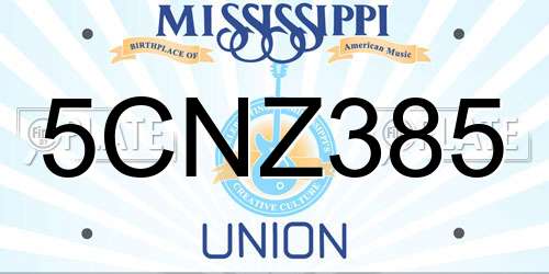 5CNZ385 Mississippi License Plate