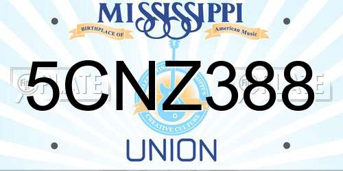 5CNZ388 Mississippi License Plate