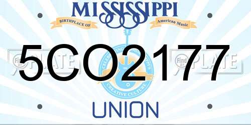 5CO2177 Mississippi License Plate